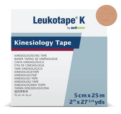 Leukotape K Dispenserrol, beige, 5 cm × 25 m, artikel 65078-07